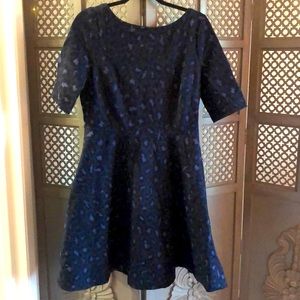 Kate Spade Blue Leopard Print Dress - Size Large
